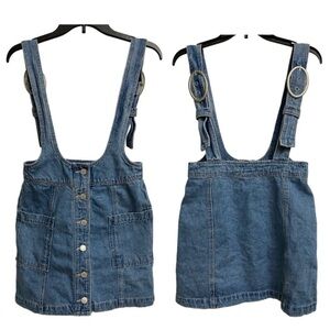 Forever 21 Women's Jean Overall Skirt Dress Size S Button Front Y2K Indie Twee